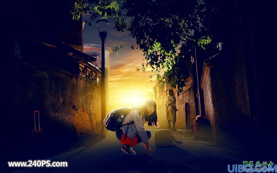Photoshop调色教程：给街头自拍的漂亮学生妹妹外景照调出唯美的夕阳色