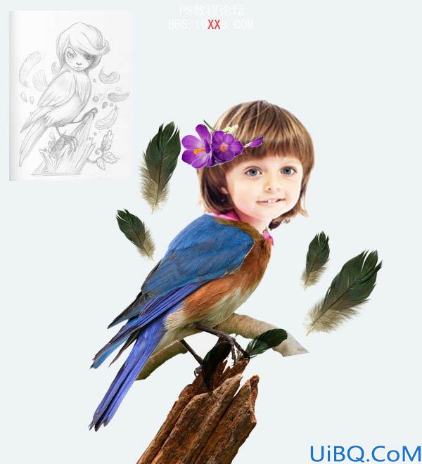 PHOTOSHOP教程:创建一个梦幻的小鸟女孩画像