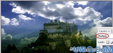 Photoshop合成建筑在山顶的奇幻城堡