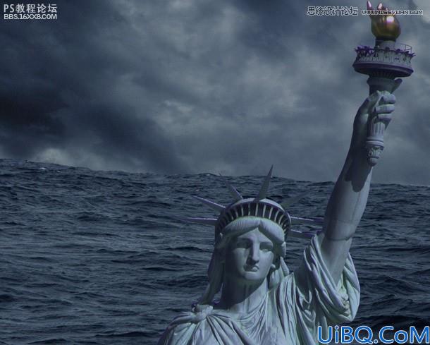 photoshop合成实例:水淹自由女神像