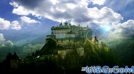 Photoshop合成建筑在山顶的奇幻城堡