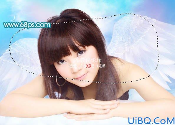 Photoshop合成梦幻的蓝色天使美女