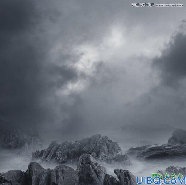 Photoshop创意人像照片合成：给人物图片合成出暴风雪中悲壮的石质雕像效