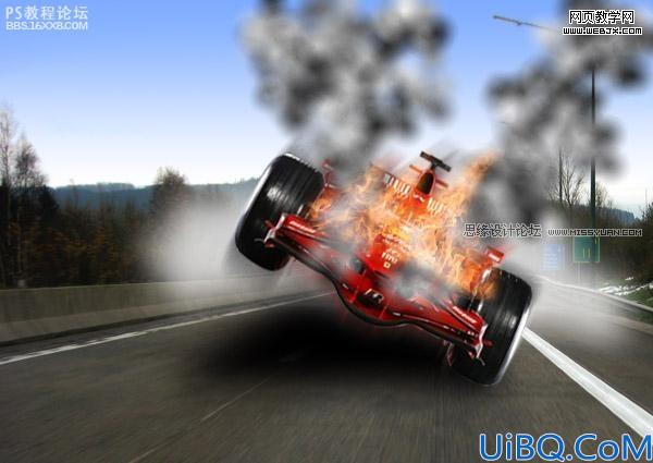 photoshop教程:合成着火的疯狂赛车