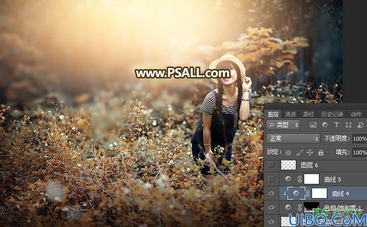 Photoshop美女照片调色：给外景可爱女生性感照片调出秋季暖暖的阳光色
