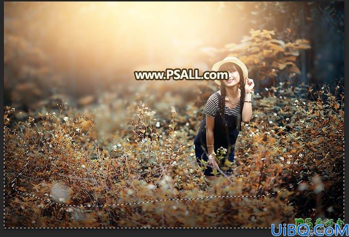 Photoshop美女照片调色：给外景可爱女生性感照片调出秋季暖暖的阳光色