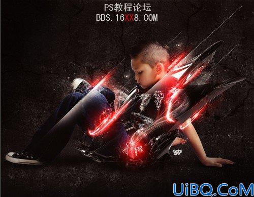 Photoshop教程:合成发红光的个性潮流小男孩