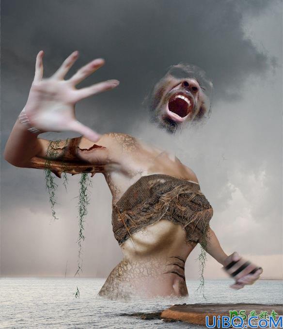 Photoshop科幻电影场景合成教程：打造一幅魔法冰冻的海妖场景图片