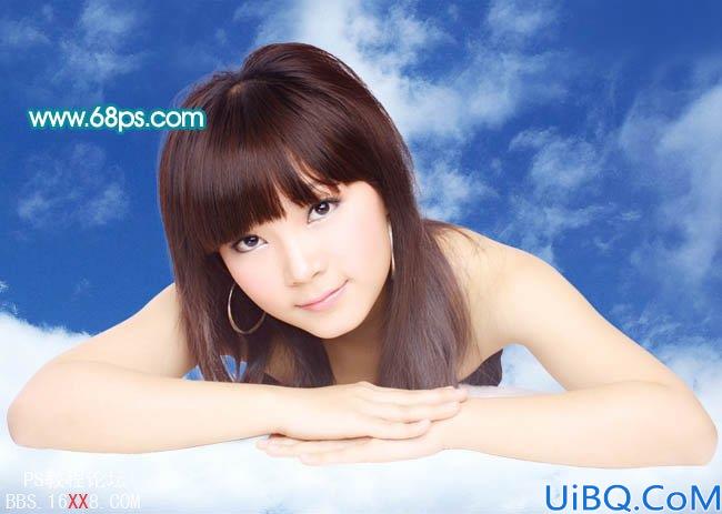 Photoshop合成梦幻的蓝色天使美女