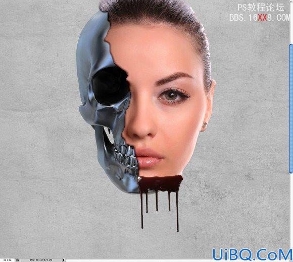Photoshop教程:制作超现实主义的机械头骨图片