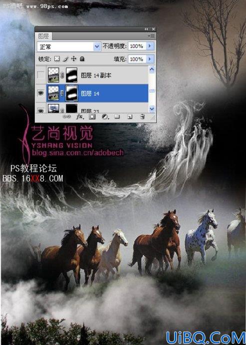 photoshop合成教程:暮色下骏马奔腾的壮观场景