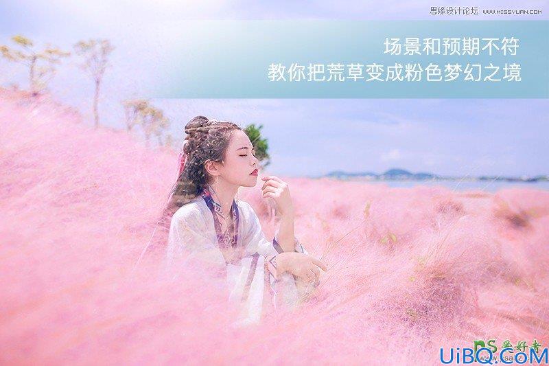 Photoshop美女调色教程：给草丛中拍摄的古装美女艺术照调出粉色梦幻意境