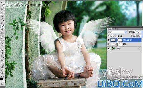 photoshop合成教程：给宝宝添加天使的翅膀