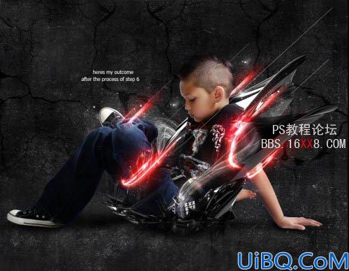 Photoshop教程:合成发红光的个性潮流小男孩