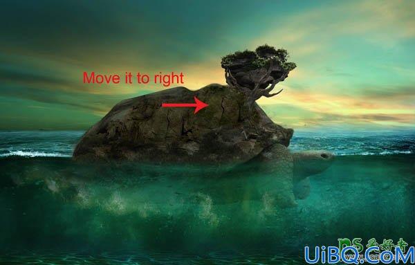 Photoshop合成教程：打造一幅画面唯美魔幻的巨大海龟背着大山的场景