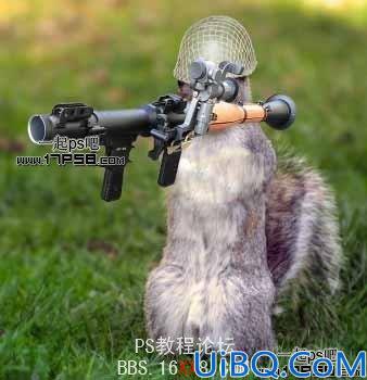 Photoshop合成教程:合成滑稽的松鼠士兵