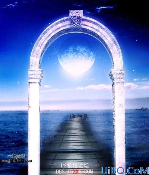 Photoshop教程:合成一款穿越星空的拱门