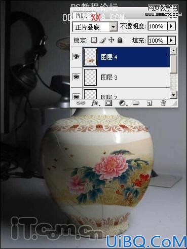 Photoshop变形工具和图层混合模式为陶瓷花瓶添加精美图案