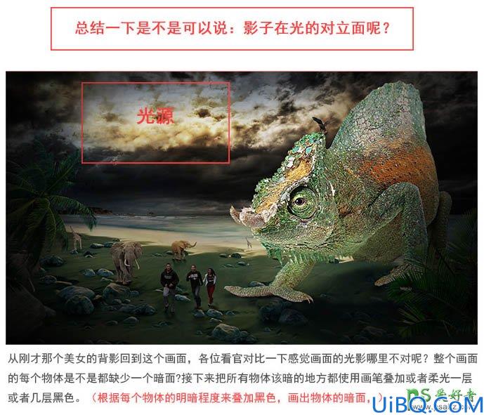 Photoshop合成恐怖电影中的史前巨蜥-巨大蜥蜴追赶人类的影像图片