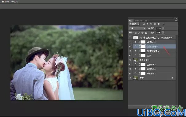 Photoshop婚片后期调色教程实例：打造低饱合度日系色彩情侣婚纱艺术照
