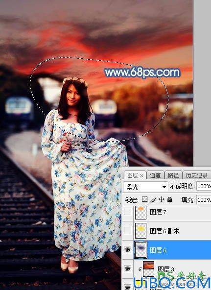 Photoshop给外景拍摄的碎花裙大众脸美少妇写真照调出浪漫温馨的