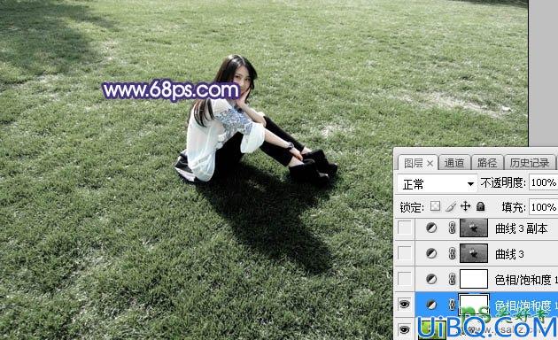 Photoshop给小清新女生外景艺术照调出中性唯美的淡紫色