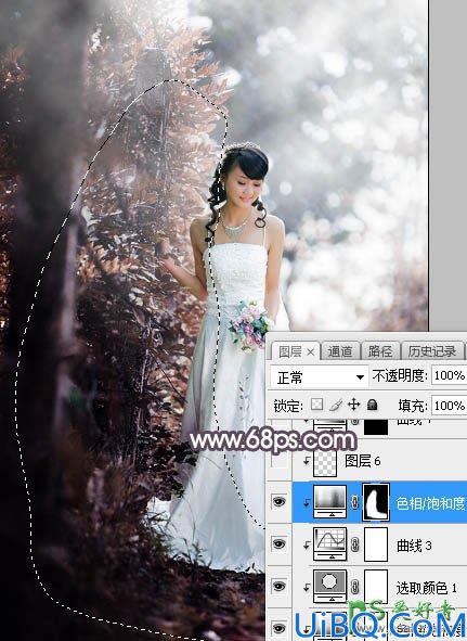 Photoshop给低胸性感的美女婚纱照调出唯美的中性红褐色