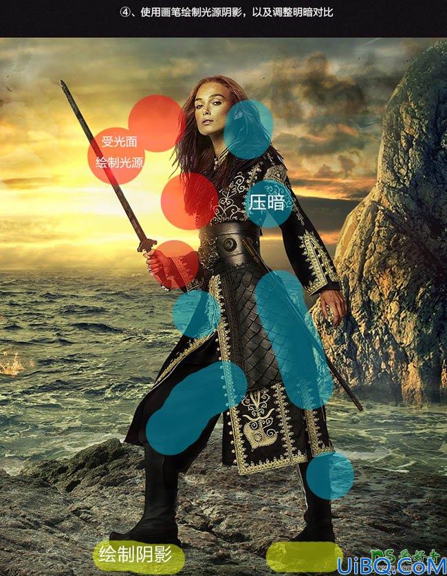 Photoshop美女合成教程：打造超酷风格创意美女海盗影片宣传海报效果图