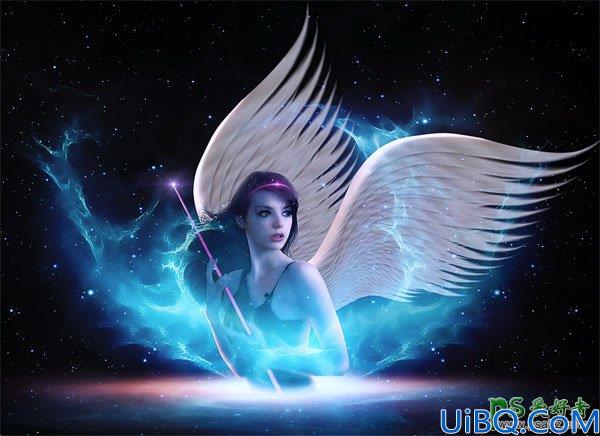 Photoshop美女图片合成教程：打造出宇宙中光影闪烁的美丽天使少女形象