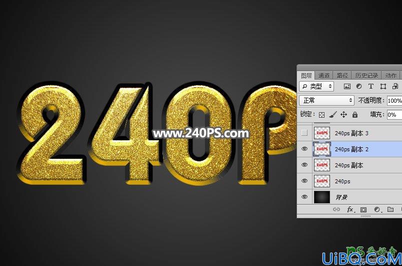 Photoshop字体设计教程：学习利用图层样式制作大气的黄金颗粒立体字。