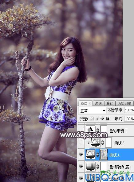 Photoshop给美腿高跟鞋性感女生外景照调出唯美的中性红褐色