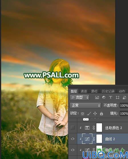 Photoshop给郊外自拍的可爱小女孩儿生活照调出温暖的青黄色