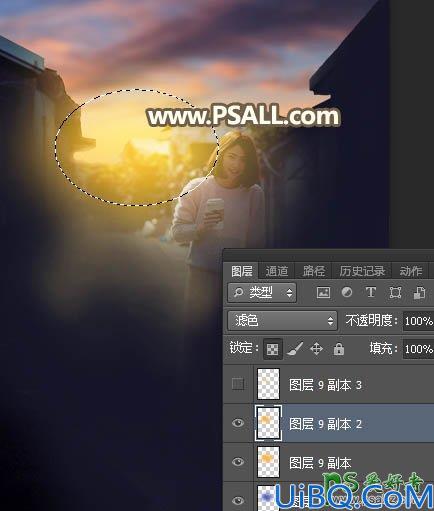 Photoshop调色教程：给清晨农村街道上拍摄的女生照片调出漂亮的逆光效果