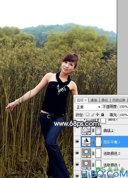 Photoshop美女图片调色：给魔鬼身材性感美女模特外景照片调出漂亮的夕阳