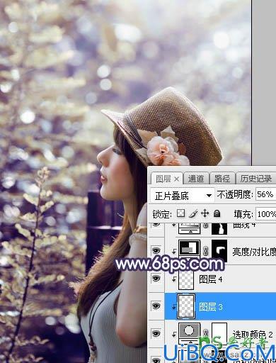 Photoshop美女图片调色教程：给夏日里的甜美女生外景照调出唯美的蓝黄色