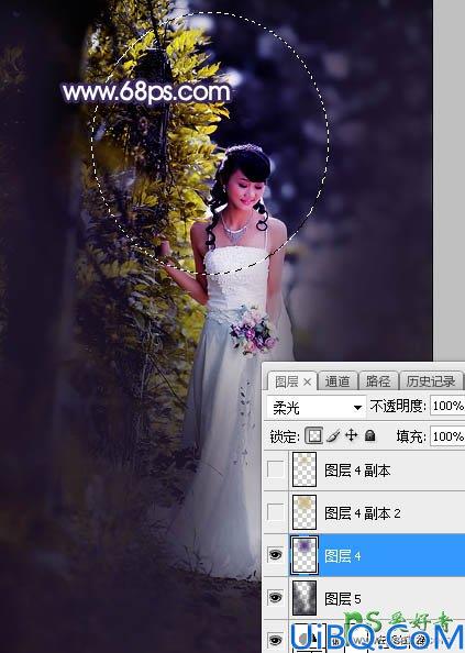 Photoshop婚片调色教程实例：给外景拍摄的清新美女婚纱照调出唯美的逆光