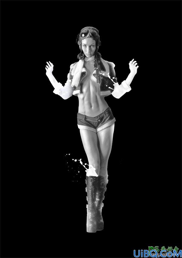 美女人像Photoshop合成经典教程：打造飞溅效果的欧美性感女郎艺术照