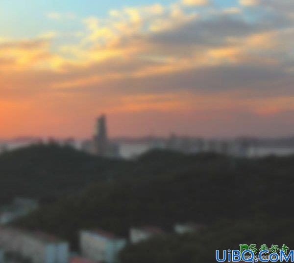Photoshop给外景自拍的清纯校花美腿写真照调出梦幻的霞光色