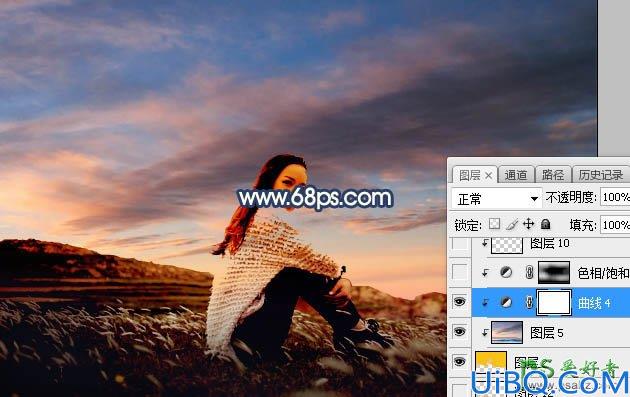 Photoshop给山坡上拍摄的可爱女孩儿外景照片调出唯美的阳光色彩