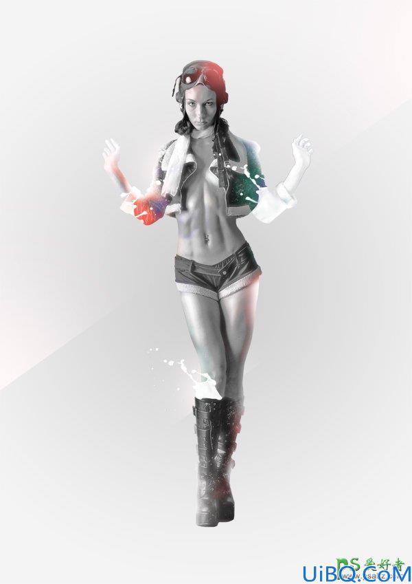 美女人像Photoshop合成经典教程：打造飞溅效果的欧美性感女郎艺术照