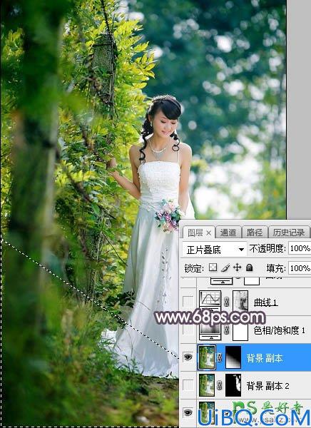 Photoshop给低胸性感的美女婚纱照调出唯美的中性红褐色