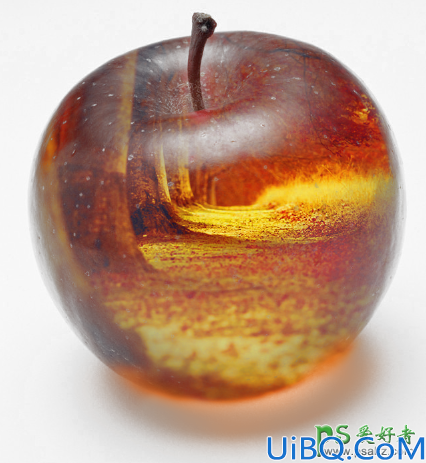 Photoshop图片合成教程：创意合成一个玻璃质感的苹果-超酷水晶苹果