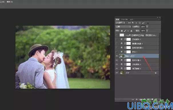 Photoshop婚片后期调色教程实例：打造低饱合度日系色彩情侣婚纱艺术照