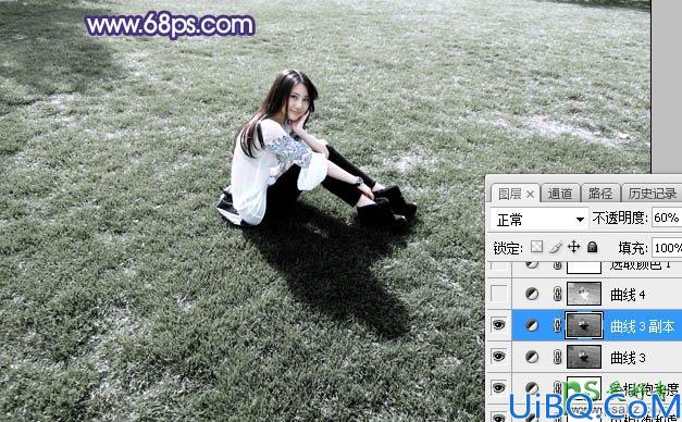 Photoshop给小清新女生外景艺术照调出中性唯美的淡紫色