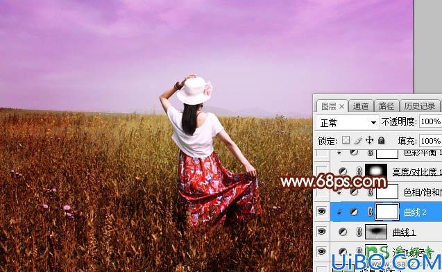 Photoshop给田野中的性感人体模特摄影写真照调出唯美的逆光效果