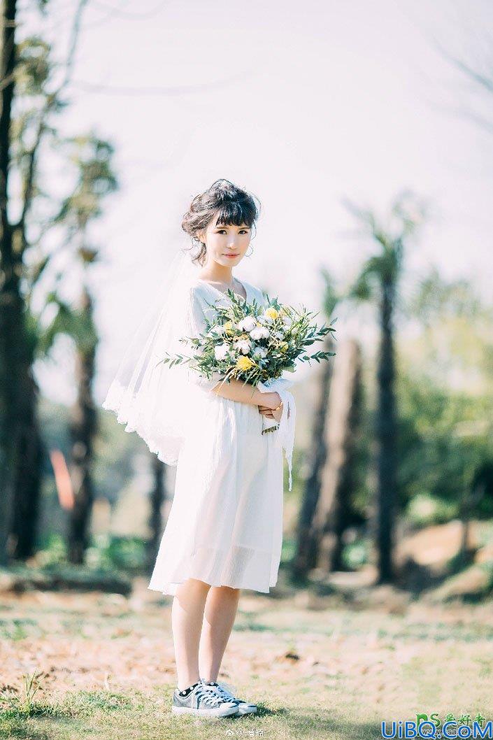 Photoshop婚纱照调色教程：给清纯少女外景婚纱照调出唯美的阿宝色