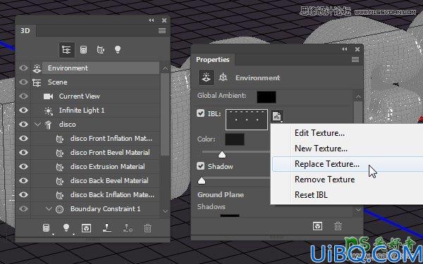 利用photoshop3D工具制作凹凸纹理镜像球效果的艺术文字