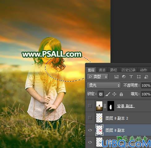 Photoshop给郊外自拍的可爱小女孩儿生活照调出温暖的青黄色