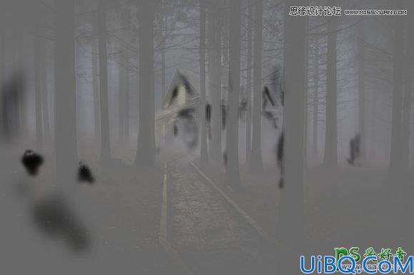 Photoshop图像合成实例教程：创意打造一幅黑暗森林里恐怖的鬼屋效果图