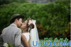 Photoshop婚片后期调色教程实例：打造低饱合度日系色彩情侣婚纱艺术照